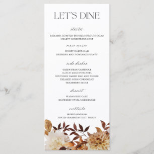 Menu Plat de Mariage Feuilles d'Automne