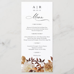 Menu Plat de Mariage Feuilles d'Automne