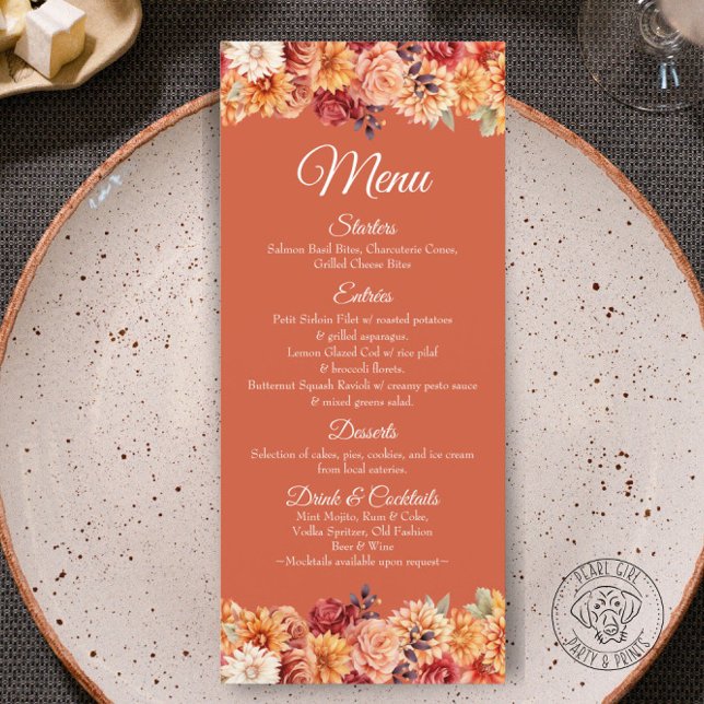 Menu Plat de Mariage Floral d'Automne (Créateur téléchargé)