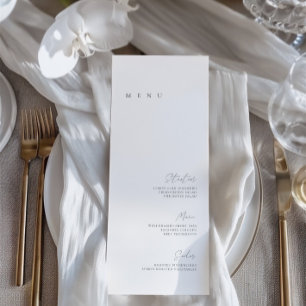 Menu Plat de Mariage Minimaliste Élégant Noir & Bl