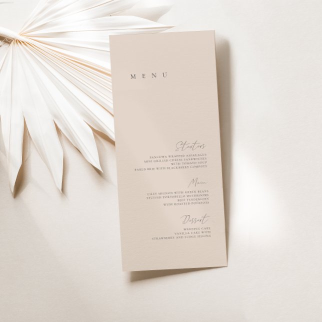 Menu plat de mariage minimaliste élégant rose past (Créateur téléchargé)