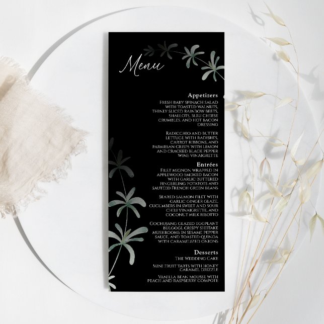 Menu Plat de Mariage Moderne en Verdure Noire (Créateur téléchargé)