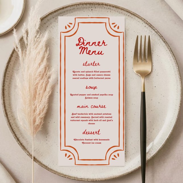 Menu Plat de Mariage Rétro Coloré Écrit à la Main (Créateur téléchargé)