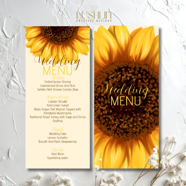 Menu Plat de Mariage Rustique au Tournesol (Créateur téléchargé)