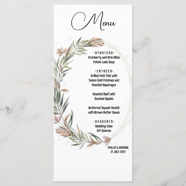 Menu Plat Fleur Blanc (Devant)