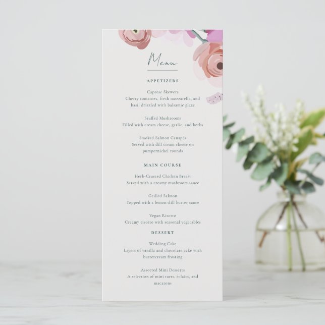 Menu plat Fleurs Gouache (Debout devant)
