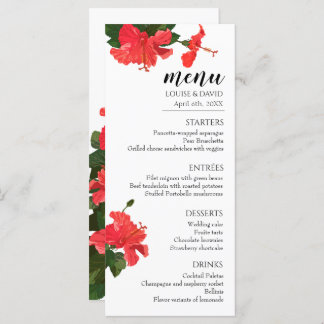 Menu plat mariage avec fleurs Hibiscus