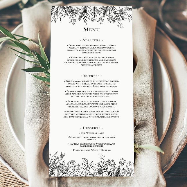 Menu Plat Mariage blanc et noir (Créateur téléchargé)