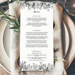 Menu Plat Mariage blanc et noir