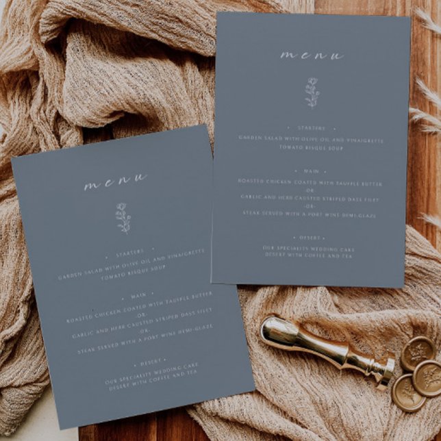 Menu Plat Mariage bleu Dusty pour le dîner mini-fe (Créateur téléchargé)