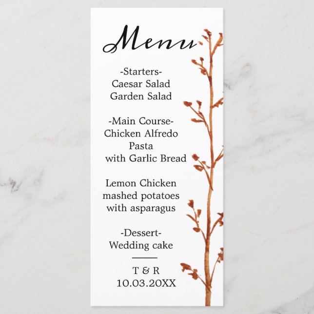 Menu plat mariage de automne (Devant)