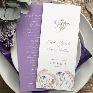 Menu plat mariage de automne fleur sauvage aquarel