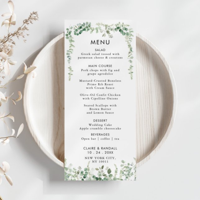 Menu plat Mariage Eucalyptus Spring (Créateur téléchargé)