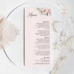 Menu Plat Mariage Floral Blush<br><div class="desc">Ce menu plat mariage rose floral et floral présente de beaux arrière - plans classiques chic de rose pastel et bleu marine avec une typographie moderne simple et une calligraphie élégante pour donner un ton sophistiqué à tout style d'événement. Chaque produit est agrémenté de roses roses roses rousses et d'hydrangées...</div>
