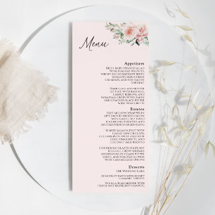 Menu Plat Mariage Floral Blush