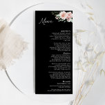 Menu Plat Mariage Flou Noir<br><div class="desc">Ce menu plat floral noir et mariage floral présente de beaux arrière - plans neutres chic de noir ou blanc avec une typographie moderne simple et une calligraphie élégante pour donner un ton sophistiqué à n'importe quel style d'événement. Chaque produit est agrémenté de roses roses roses rousses et d'hydrangées de...</div>