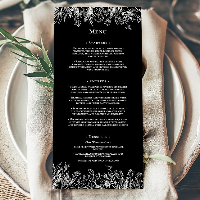 Menu Plat Mariage noir et blanc (Créateur téléchargé)