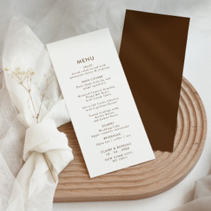 Menu plat minimaliste Mariage brun simple