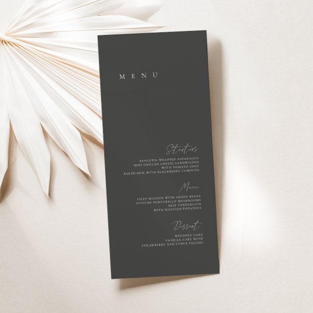 Menu plat minimaliste moderne noir et blanc Mariag (Créateur téléchargé)