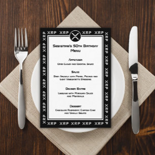 Menu plat noir et blanc XRP Crypto Currency