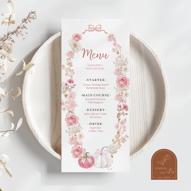 Menu plat petit Citrouille blanc et rose (Créateur téléchargé)