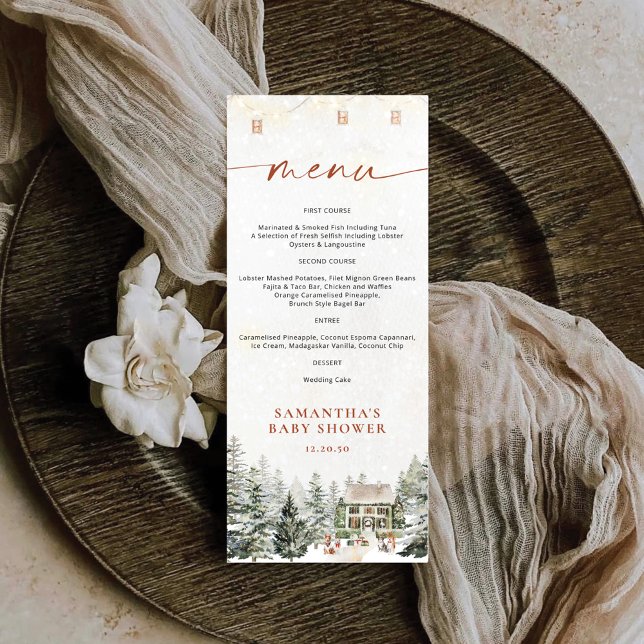 Menu Plat pour Baby Shower de Noël d'Hiver (Créateur téléchargé)