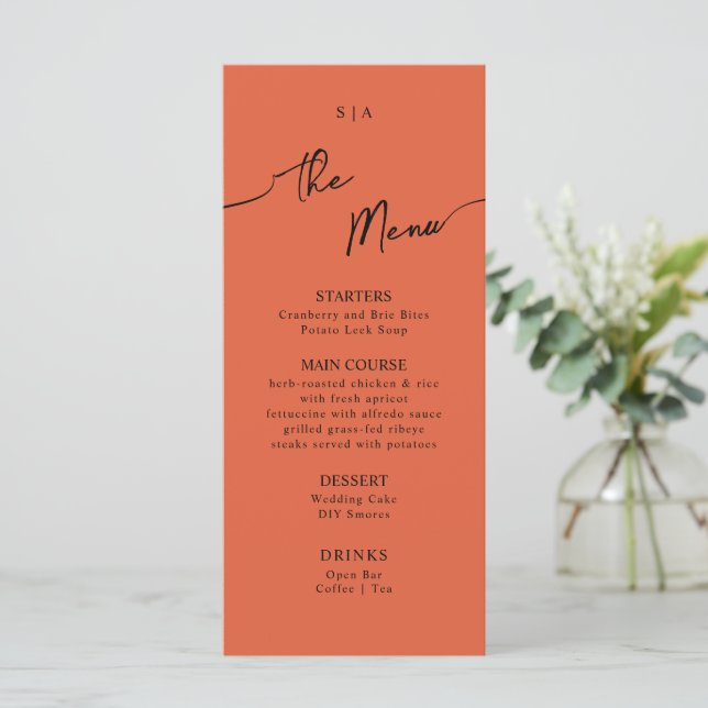 Menu plat pour Mariage Boho. (Debout devant)