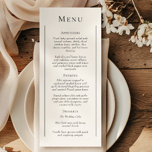 Menu plat simple et minimaliste Mariage
