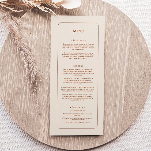 Menu Plat simple Mariage ivoire Boho (Créateur téléchargé)