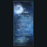 Menu Pleine lune Ciel Lunaire Galaxie Céleste Étoiles D<br><div class="desc">Lunar Sky Pleine lune Celestial Galaxy Aquarelle Design, avec étoiles brillantes de nuit, et Lune brillante Design sur un bleu marine luxueux, bleu pâle, et des touches de couleur d'aquarelle violet. Avec Des Polices De Script De Typographie Moderne. Un design magique tendance - Dîner Mariage personnalisé Accueil Table Décor Menus...</div>