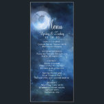 Menu Pleine lune Ciel Lunaire Galaxie Céleste Étoiles D<br><div class="desc">Lunar Sky Pleine lune Celestial Galaxy Aquarelle Design, avec étoiles brillantes de nuit, et Lune brillante Design sur un bleu marine luxueux, bleu pâle, et des touches de couleur d'aquarelle violet. Avec Des Polices De Script De Typographie Moderne. Un design magique tendance - Dîner Mariage personnalisé Accueil Table Décor Menus...</div>