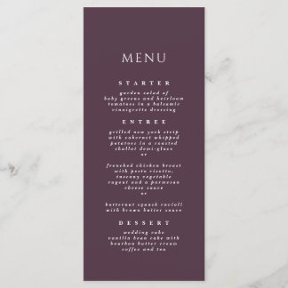 Menu Plum Calligraphie simple Élégant Dîner Mariage