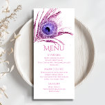 Menu Plume de Paon Chic Pailleté Rose Bar Mitzvah<br><div class="desc">Ce design présente une élégante plume de paon pailletée rose sur fond blanc avec les informations de votre menu Bat Mitzvah ci-dessous. Personnalisez en modifiant le texte dans les zones de texte. Conçu pour vous par Evco Studio www.zazzle.com/store/evcostudio #mitzvah #batmitzvah #eventplanner #mazeltov #juif #mitzvahswag #fête #juifvie #mariage #casher #mitzvahlife #événementsdentreprise...</div>