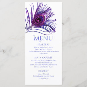 Menu Plume de Paon Chic Paillettes Violet Bat Mitzvah