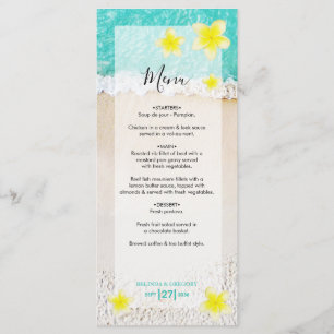 Menu Plumeria jaune Frangipani Plage tropicale Mariage