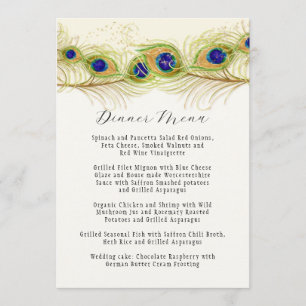 Menu Plumes de Peacock de Swirl moderne Monogramme Mono