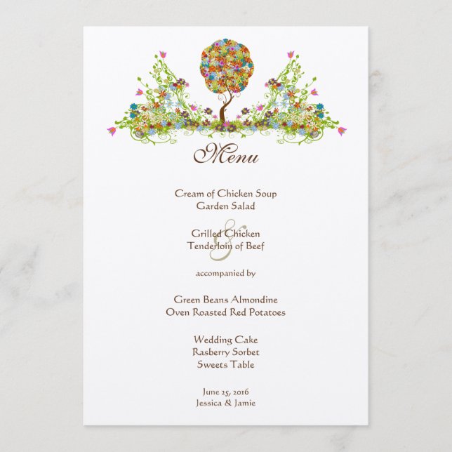 Menu Poche de forêt enchantée Arbre à conte de fées flo (Devant)