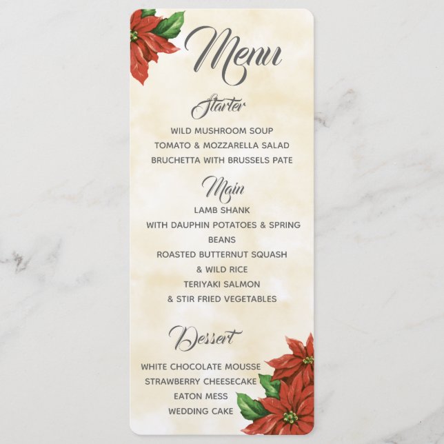 Menu Poinsettia Vintage (Devant)