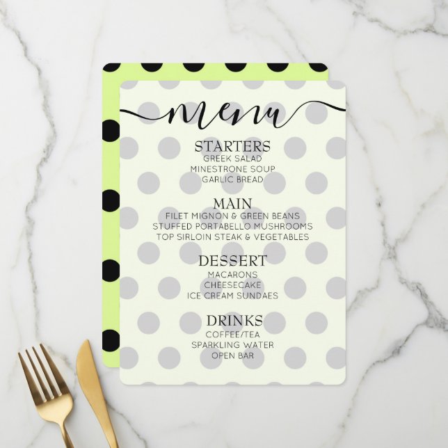 Menu Points Rétro Personnalisés (Devant/Arrière en situation)