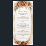 Menu Populaire terracotta rouge profond eucalyptus boho<br><div class="desc">Un choix populaire pour les menus mariages avec une touche bohème est la terre cuite rouge profonde eucalyptus design floral. Ce style allie des tons terreux et des rouges vibrants, créant une atmosphère chaleureuse et accueillante pour votre journée spéciale. Les détails complexes, fleuris et eucalyptus apportent une touche de fantaisie...</div>