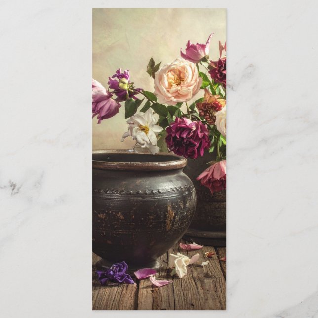 Menu Pot vintage avec fleurs (Devant)