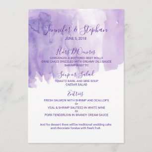 Menu pourpre violet de mariage d'éclaboussure