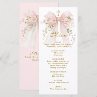 Menu Premier Communion au Ruban Floral - Coquette