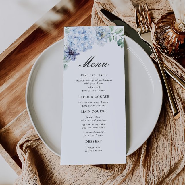 Menu Première Sainte Communion Floral Bleu Poussiéreux (Créateur téléchargé)