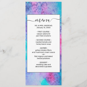 Menu Pretty Pink Blue Purple Salty Watercolor