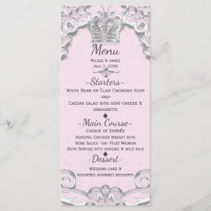 Menu Princesse de Conte de Fées Rose Vintage