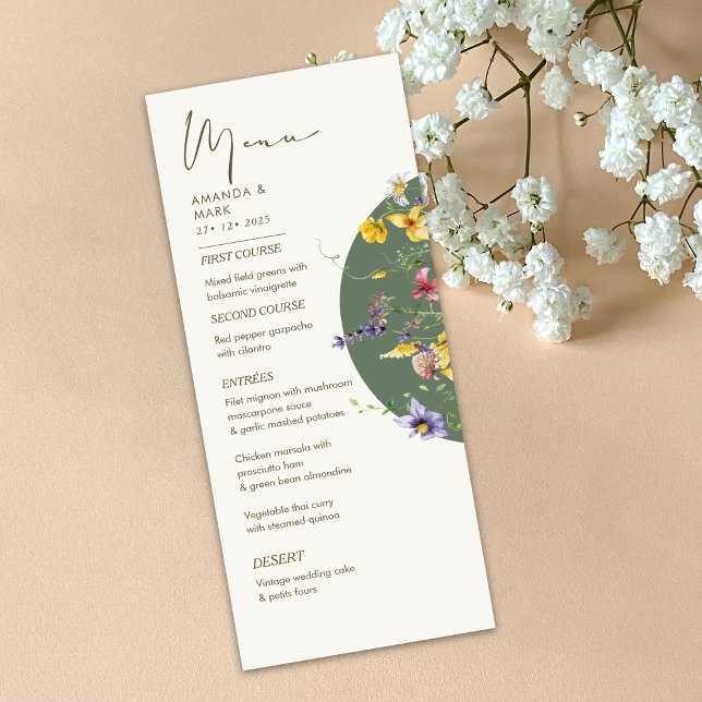 Menu Printemps Automne Boho Fleur sauvage Bloom Whimsic (Créateur téléchargé)