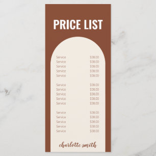 Menu Prix Arc En Terre Cuite Minimale Moderne