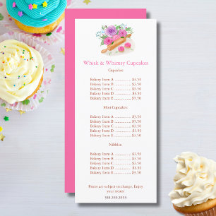 Menu Prix Rouleau à Pâtisserie Roses Cupcake Aquar