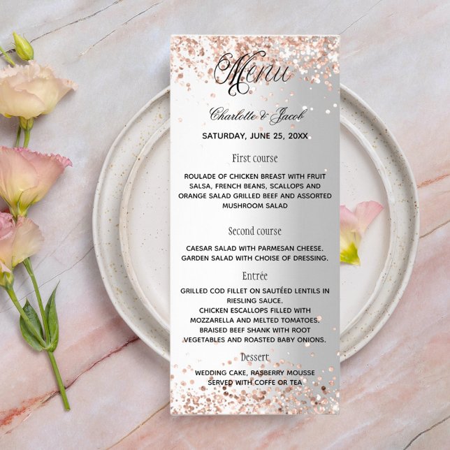 Menu programme argent rose or mariage  (Créateur téléchargé)
